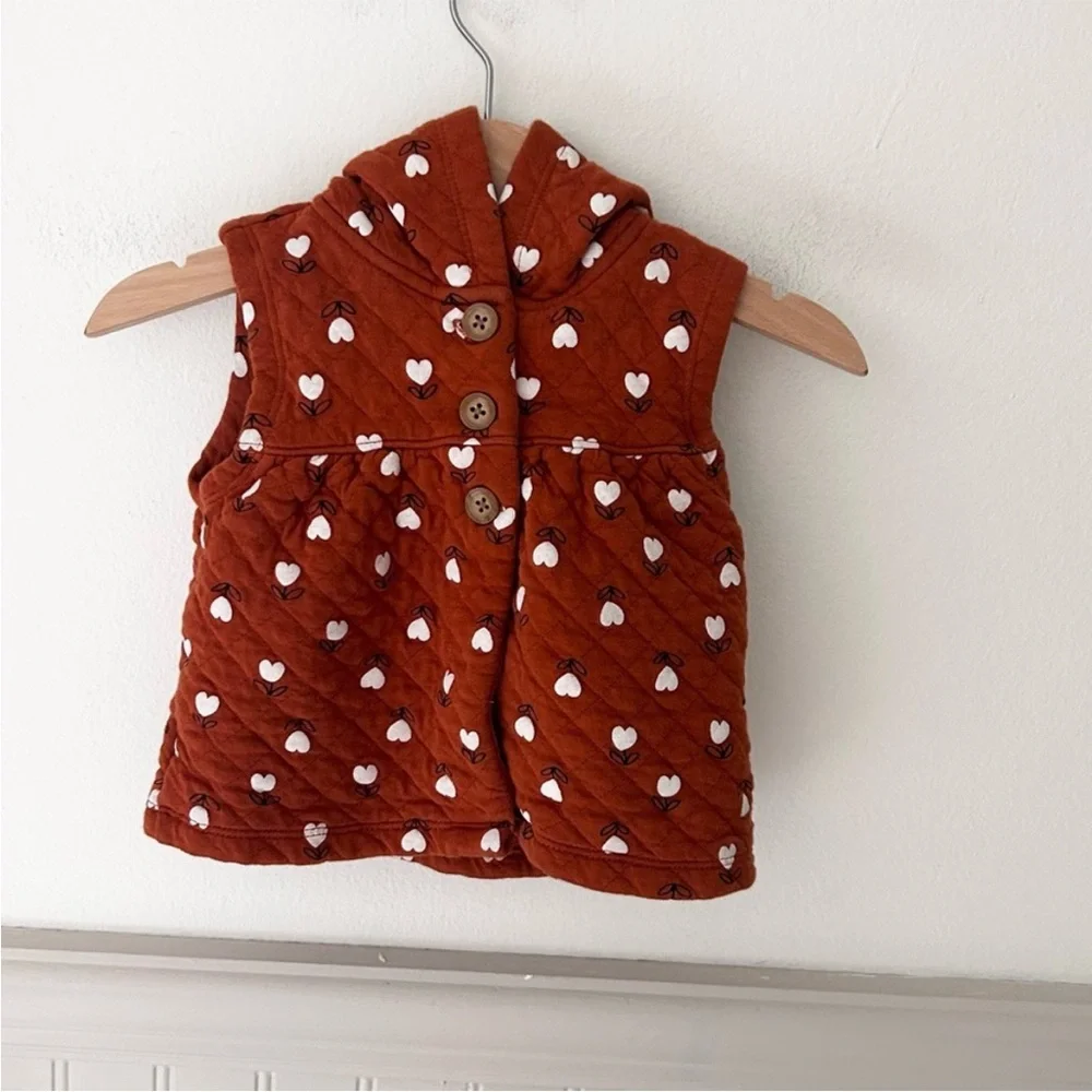 Carter's Rust Heart Patterned Hooded Vest 18 Months